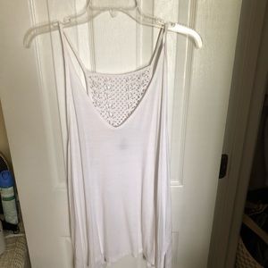 3/$15 White tank with crochet back